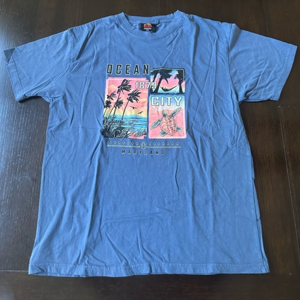 Ocean City Graphic T-Shirt - Blue 2XL
